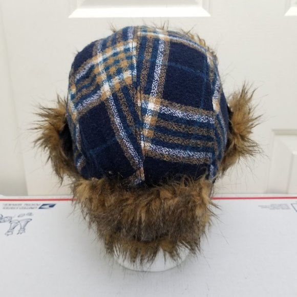 Chisty's Crown Collection Plaid Trooper Aviator Hat Blue Wool Grizzled Punk Rock - Picture 3 of 9